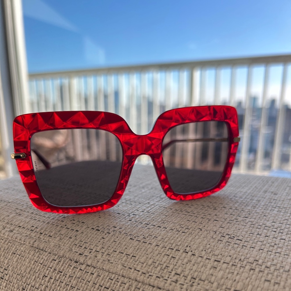 Dolce & Gabbana Red Geometric Sunglasses